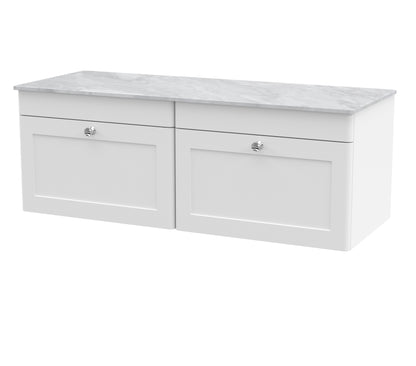 Nuie Classique 1200mm Wall Hung 2-Drawer Vanity with Plain Marble Top