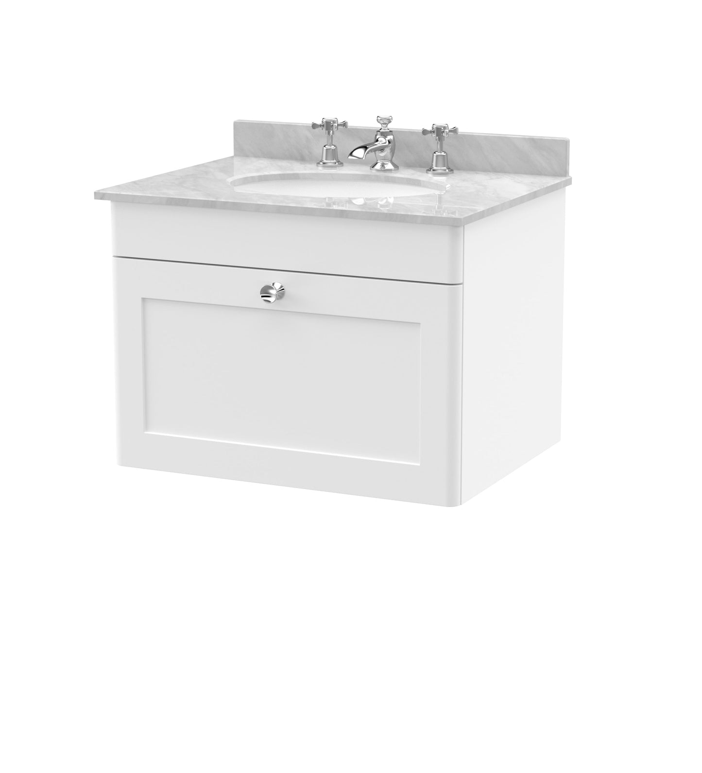 Nuie Classique 600mm Wall Hung 1 Drawer Vanity & Bowl Marble Top