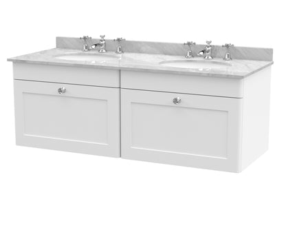 Nuie Classique 1200mm Wall Hung 2 Drawer Vanity & Bowl Marble Top