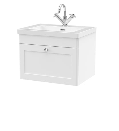 Nuie Classique 600mm Wall Hung 1-Drawer Vanity with Basin