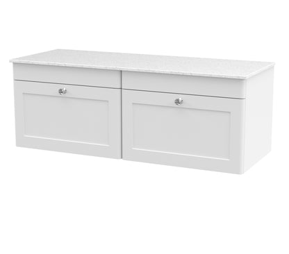 Nuie Classique 1200mm Wall Hung 2-Drawer Vanity with Plain Marble Top