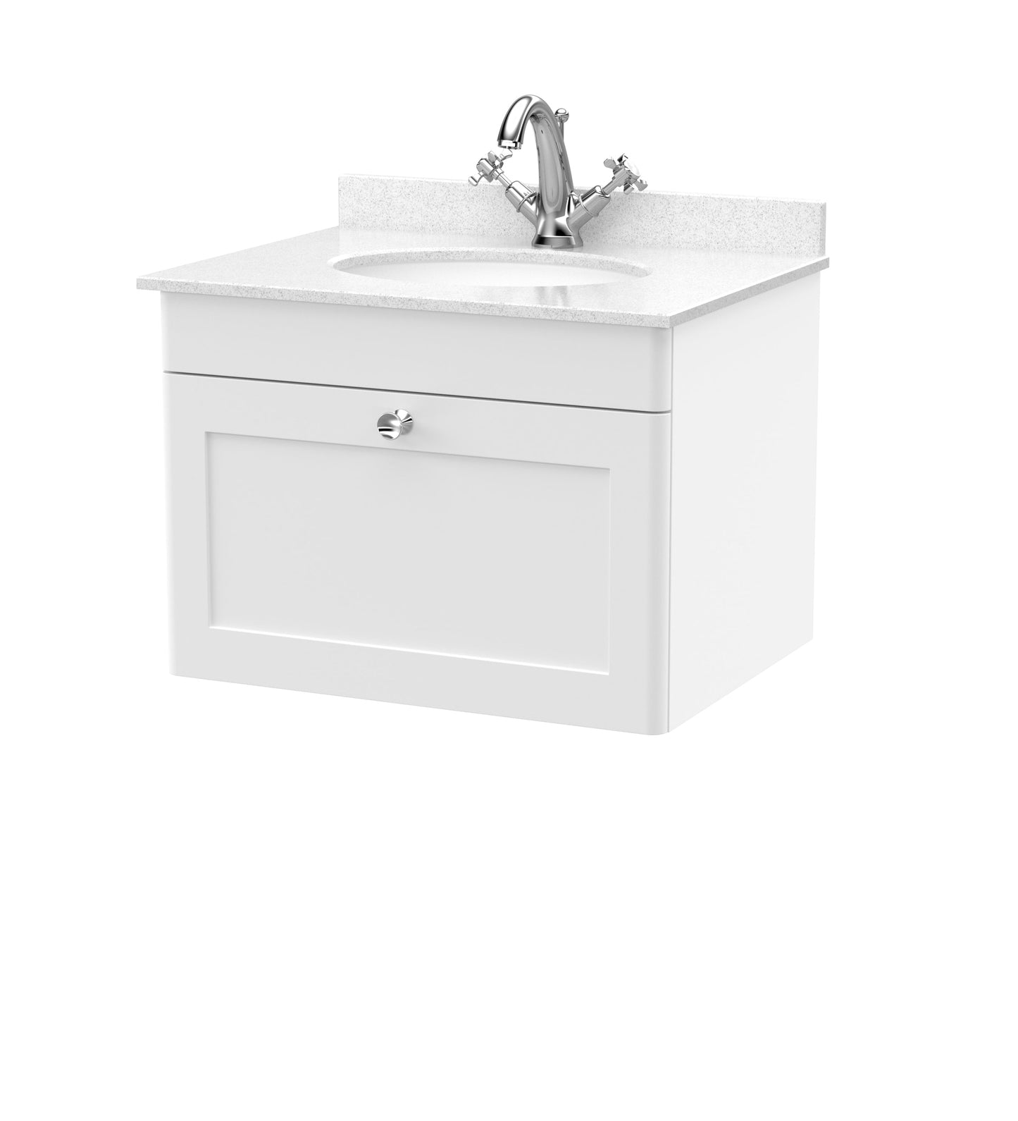 Nuie Classique 600mm Wall Hung 1 Drawer Vanity & Bowl Marble Top