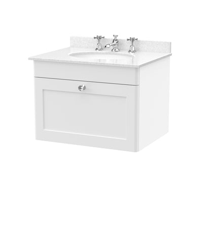 Nuie Classique 600mm Wall Hung 1 Drawer Vanity & Bowl Marble Top