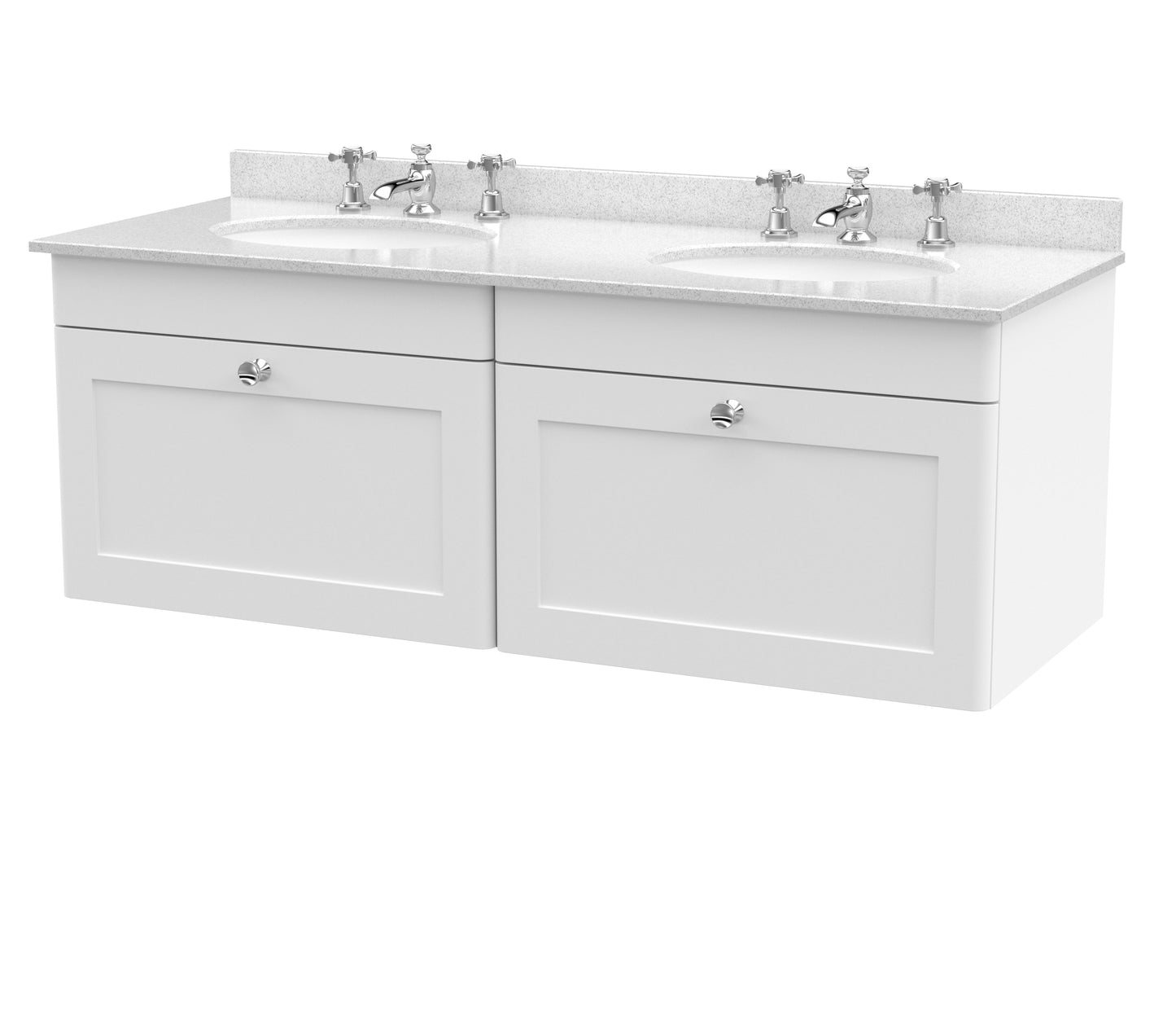 Nuie Classique 1200mm Wall Hung 2 Drawer Vanity & Bowl Marble Top