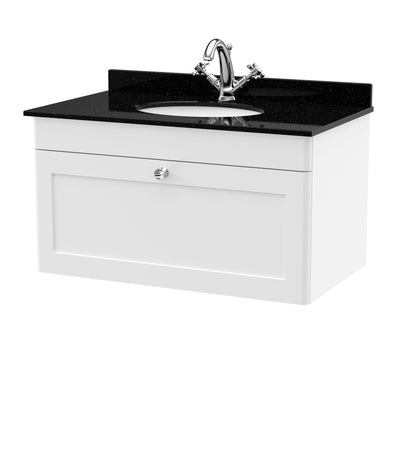 Nuie Classique 800mm Wall Hung 1 Drawer Vanity & Marble Top