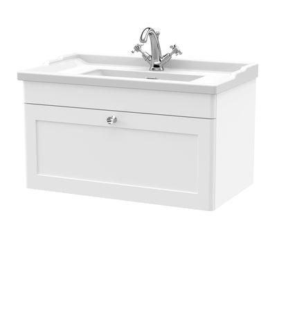 Nuie Classique 800mm Wall Hung 1 Drawer Vanity & Basin