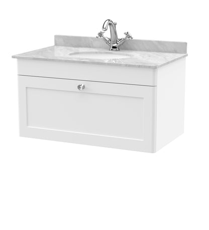 Nuie Classique 800mm Wall Hung 1 Drawer Vanity & Marble Top