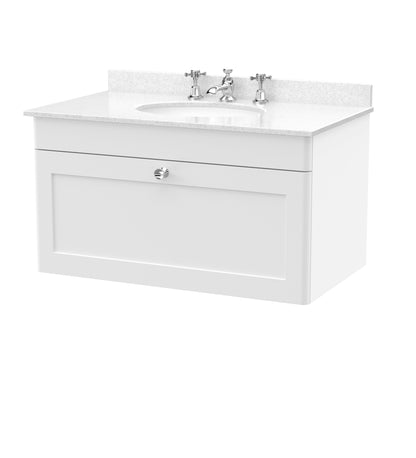 Nuie Classique 800mm Wall Hung 1 Drawer Vanity & Marble Top