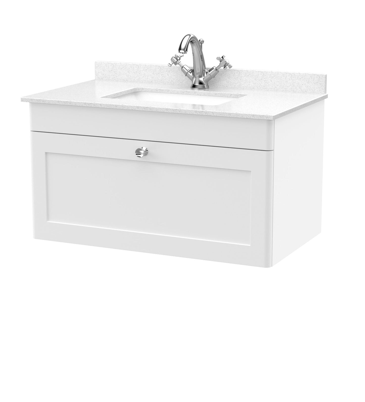 Nuie Classique 800mm Wall Hung 1 Drawer Vanity & Marble Top