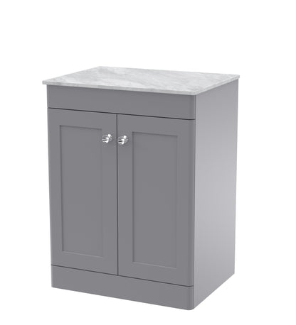 Nuie Classique 600mm Floor Standing 2-Door Vanity with Plain Marble Top