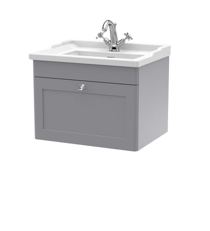 Nuie Classique 600mm Wall Hung 1 Drawer Vanity & Basin