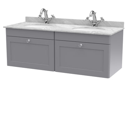 Nuie Classique 1200mm Wall Hung 2 Drawer Vanity & Bowl Marble Top