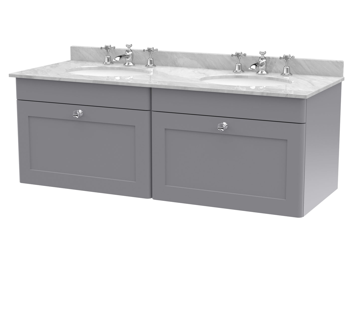 Nuie Classique 1200mm Wall Hung 2 Drawer Vanity & Bowl Marble Top