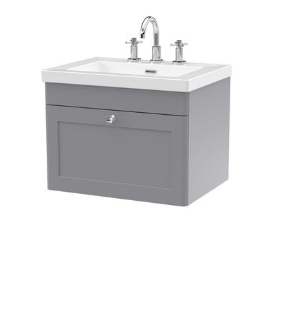 Nuie Classique 600mm Wall Hung 1-Drawer Vanity with Basin