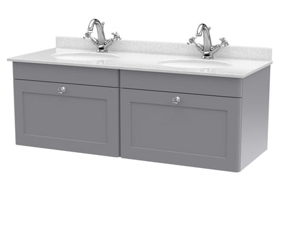 Nuie Classique 1200mm Wall Hung 2 Drawer Vanity & Bowl Marble Top