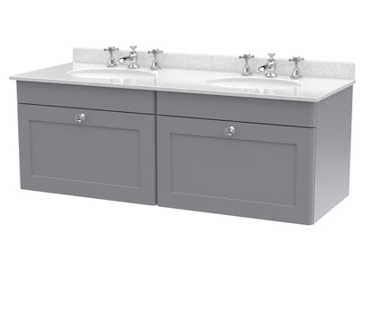 Nuie Classique 1200mm Wall Hung 2 Drawer Vanity & Bowl Marble Top