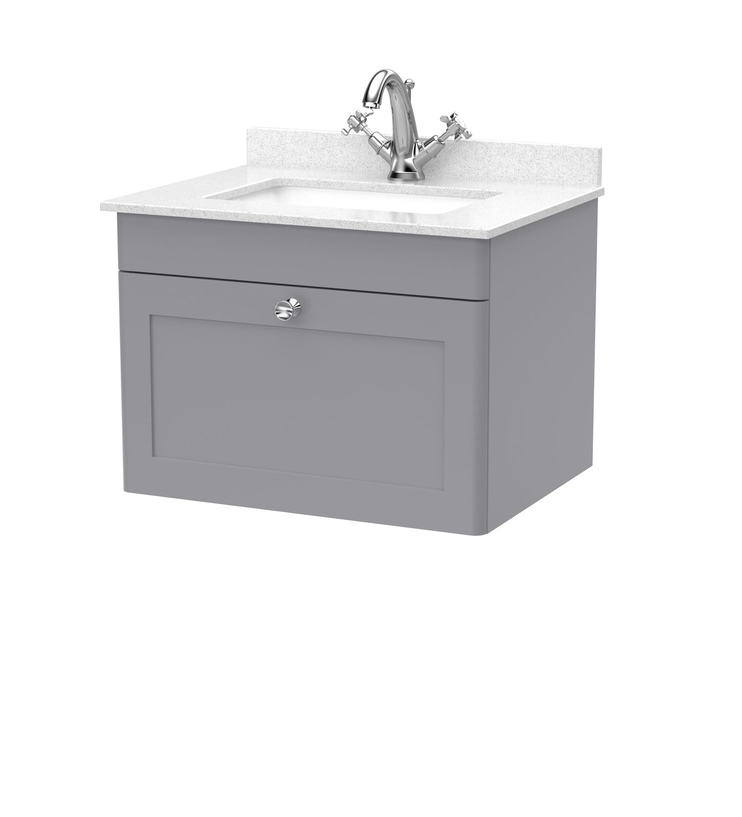 Nuie Classique 600mm Wall Hung 1 Drawer Vanity & Bowl Marble Top