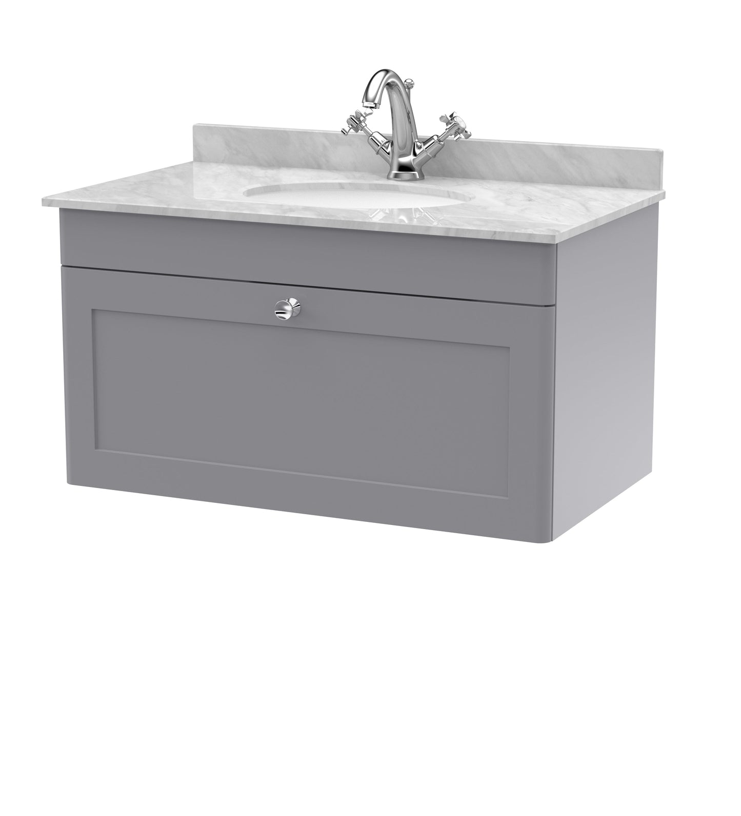 Nuie Classique 800mm Wall Hung 1 Drawer Vanity & Marble Top