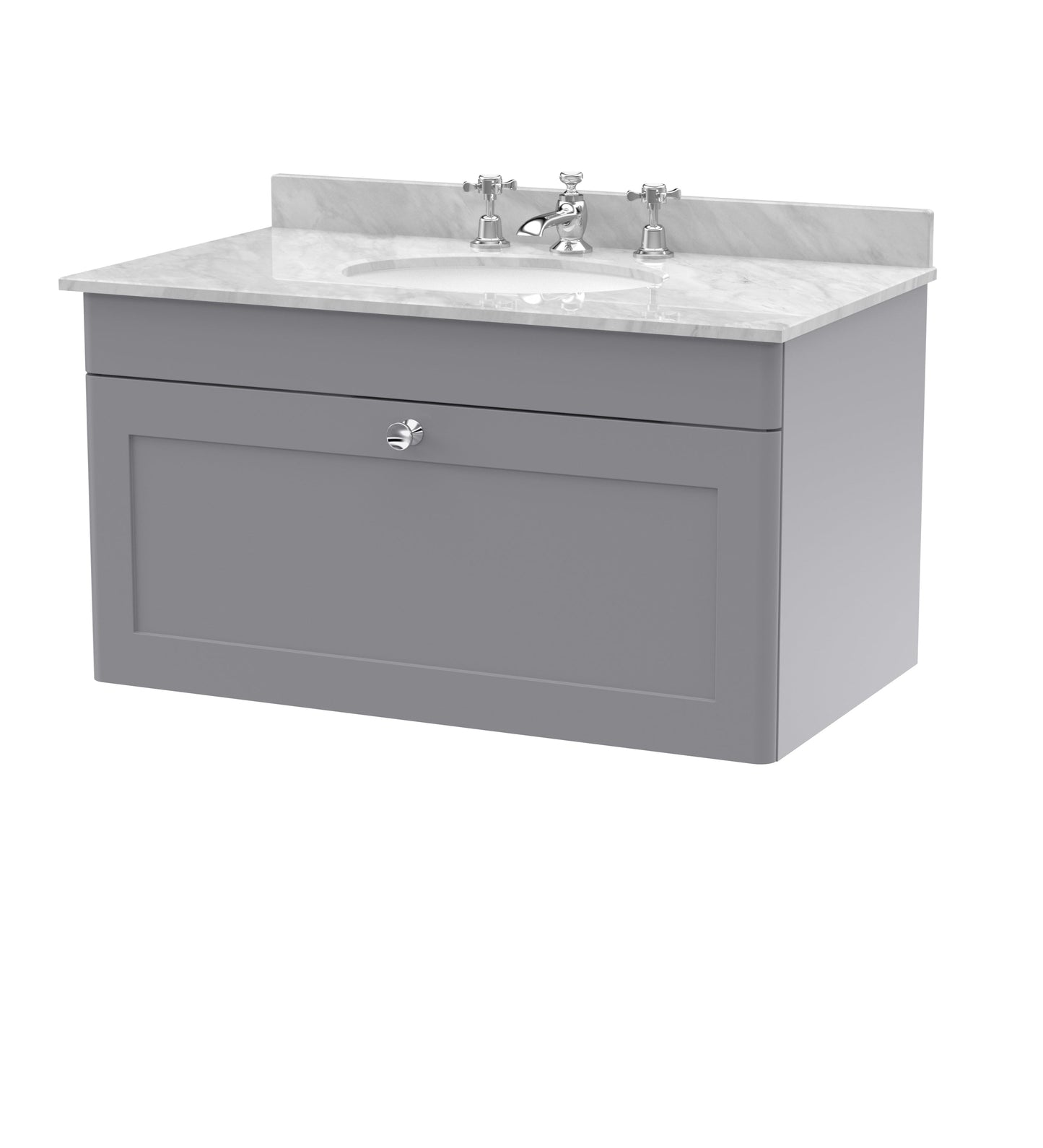 Nuie Classique 800mm Wall Hung 1 Drawer Vanity & Marble Top