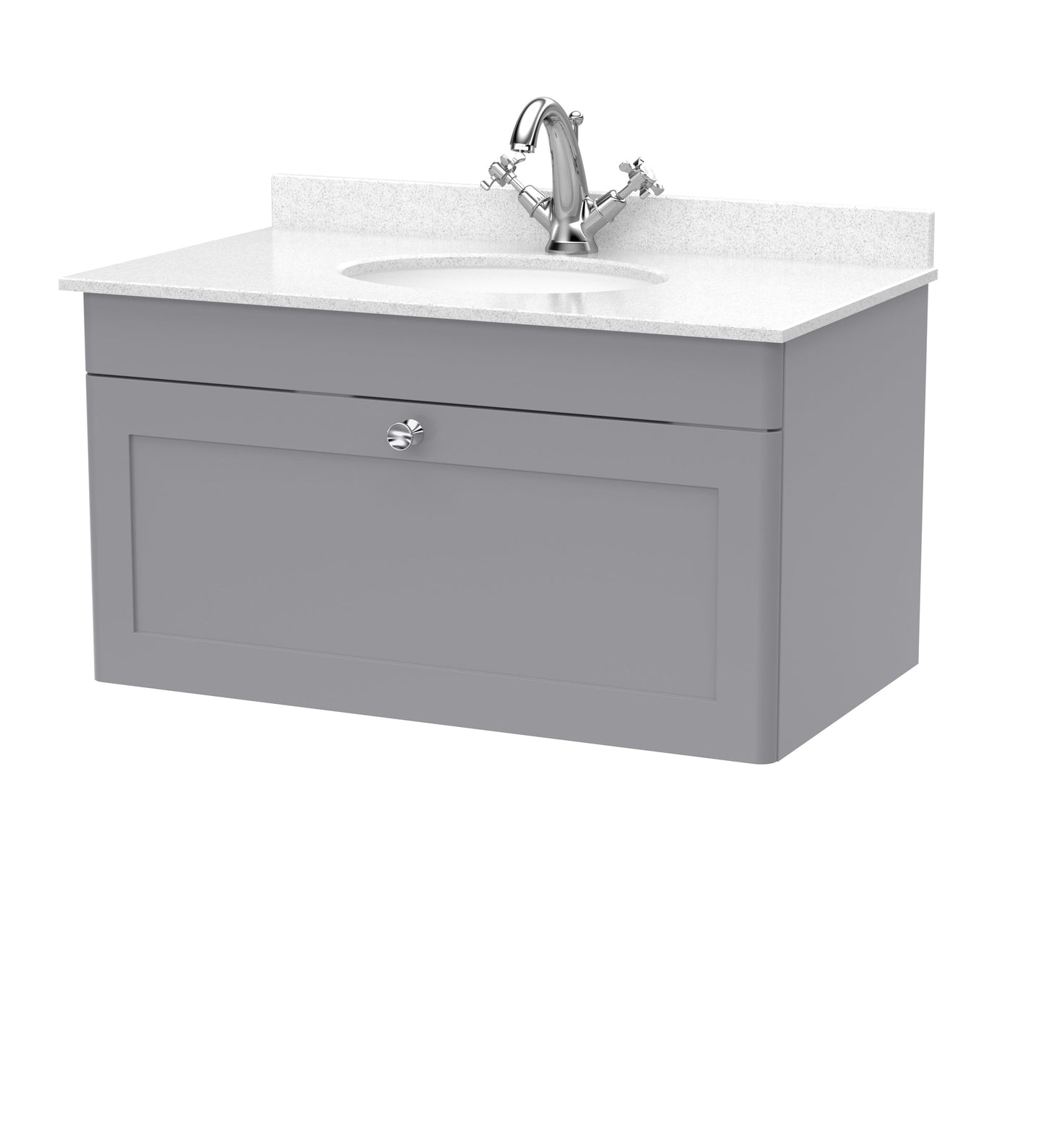 Nuie Classique 800mm Wall Hung 1 Drawer Vanity & Marble Top