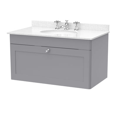 Nuie Classique 800mm Wall Hung 1 Drawer Vanity & Marble Top