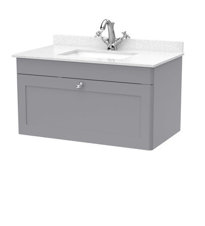 Nuie Classique 800mm Wall Hung 1 Drawer Vanity & Marble Top