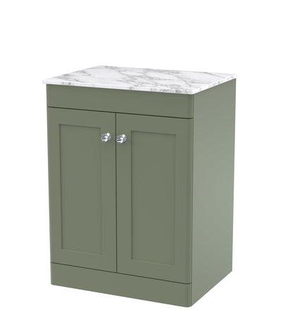 Nuie Classique 600mm Floor Standing 2-Door Vanity with Plain Marble Top