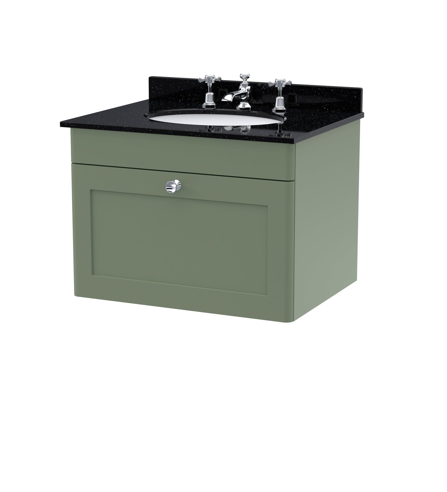 Nuie Classique 600mm Wall Hung 1 Drawer Vanity & Bowl Marble Top