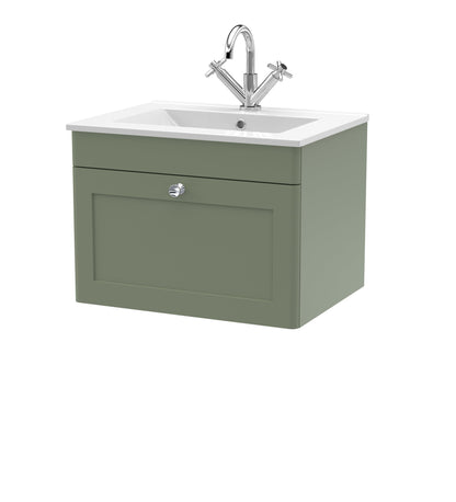 Nuie Classique 600mm Wall Hung 1-Drawer Vanity with Basin