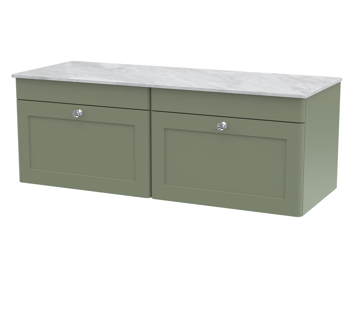 Nuie Classique 1200mm Wall Hung 2-Drawer Vanity with Plain Marble Top