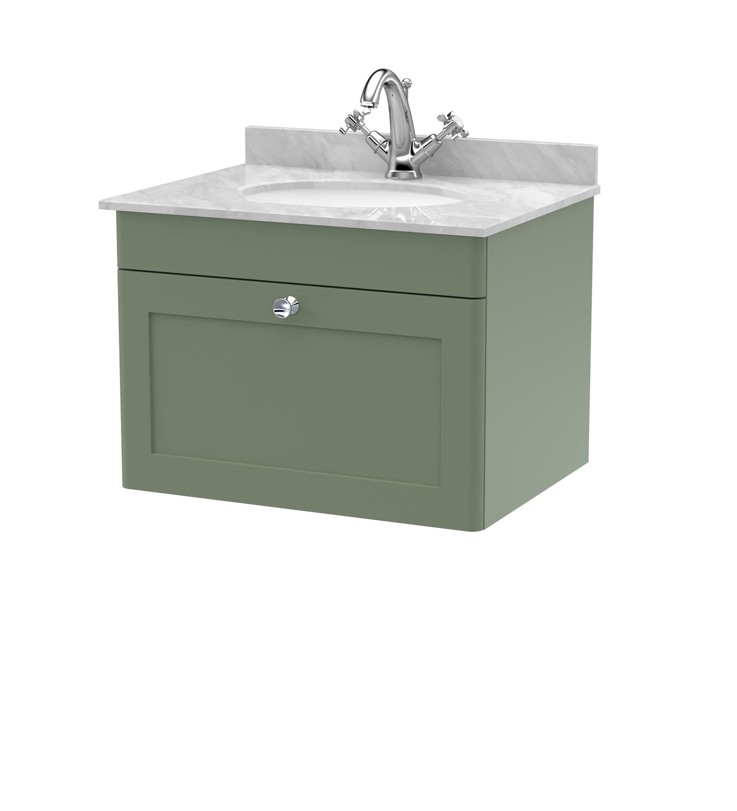 Nuie Classique 600mm Wall Hung 1 Drawer Vanity & Bowl Marble Top