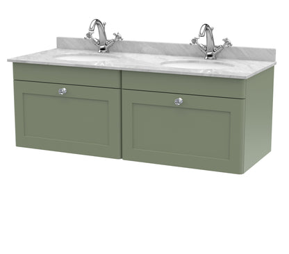 Nuie Classique 1200mm Wall Hung 2 Drawer Vanity & Bowl Marble Top