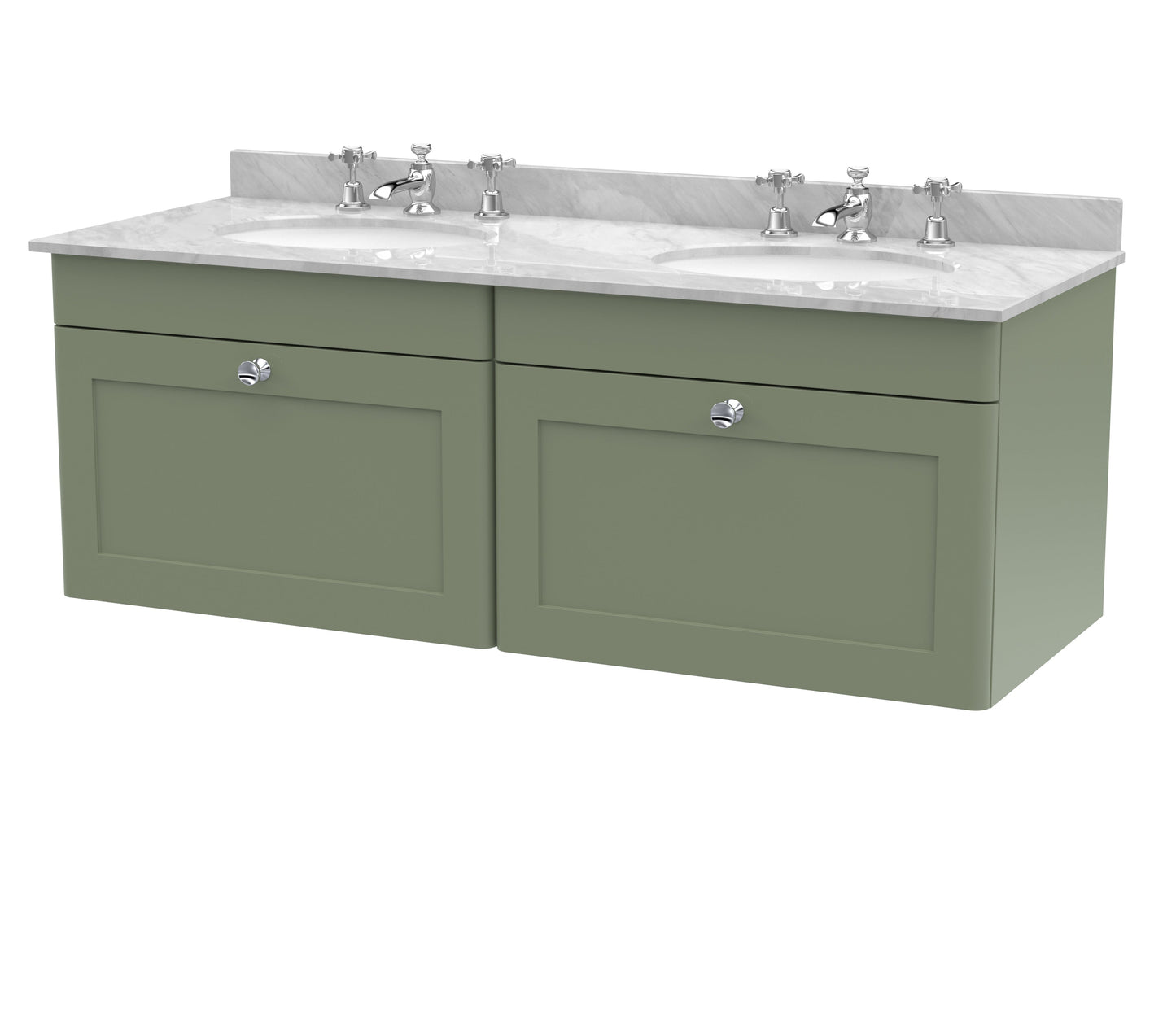 Nuie Classique 1200mm Wall Hung 2 Drawer Vanity & Bowl Marble Top