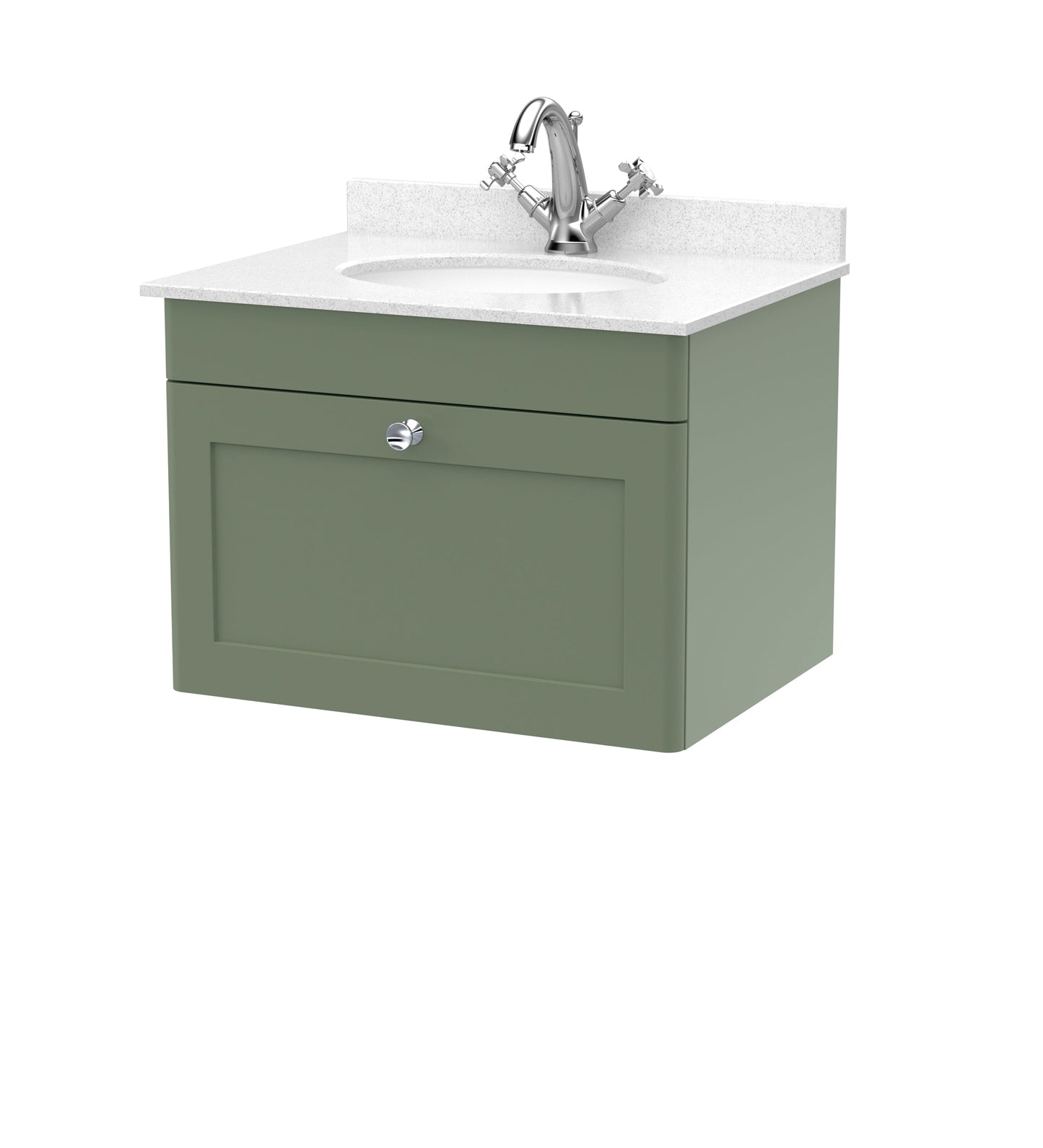 Nuie Classique 600mm Wall Hung 1 Drawer Vanity & Bowl Marble Top