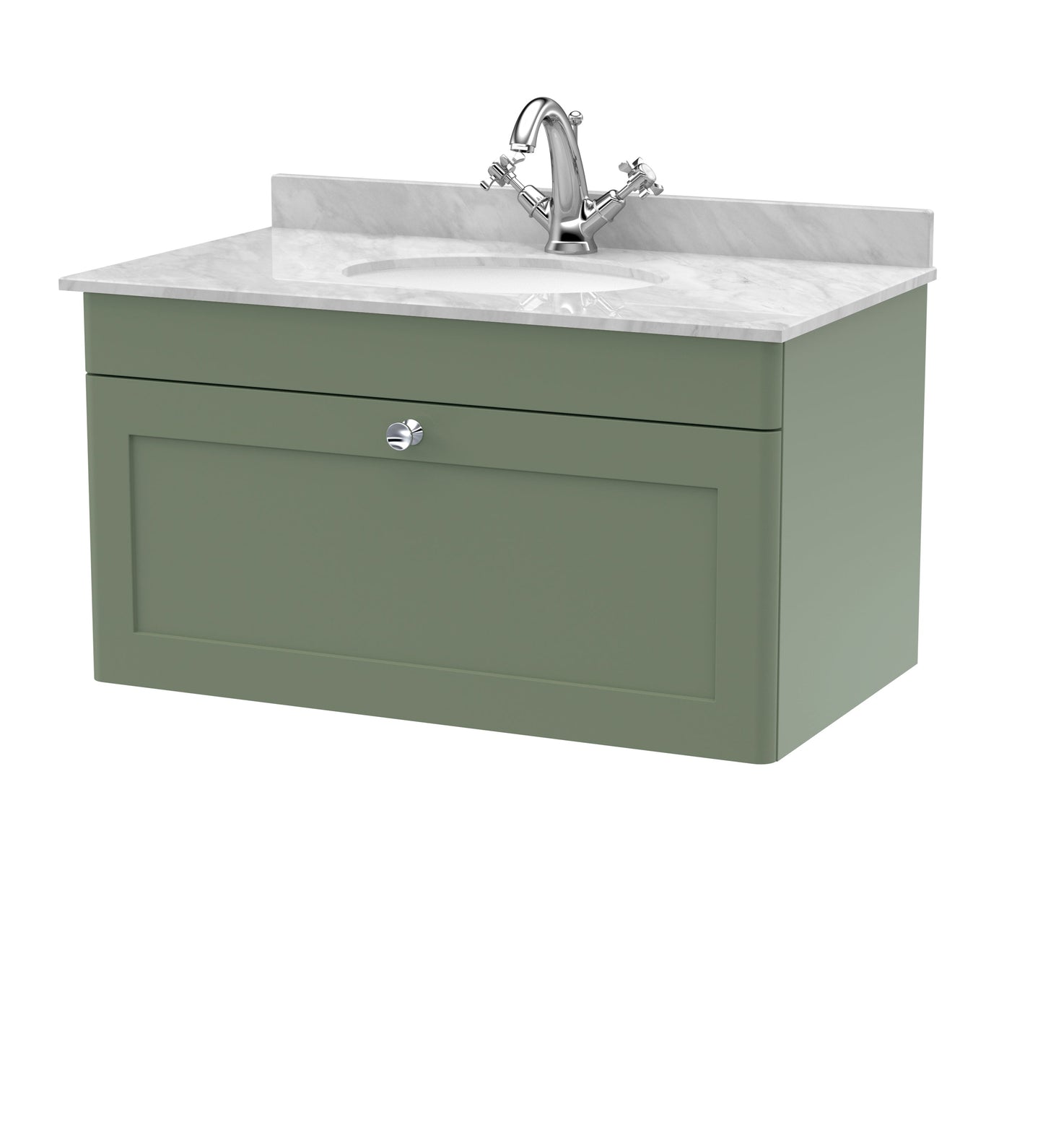 Nuie Classique 800mm Wall Hung 1 Drawer Vanity & Marble Top