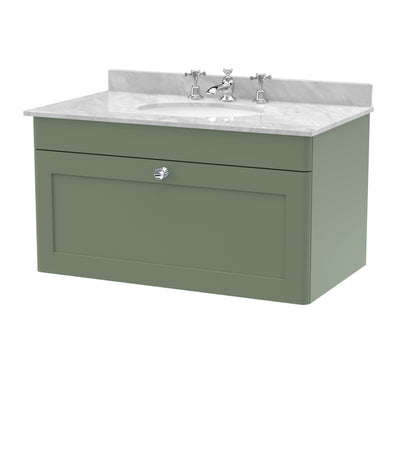 Nuie Classique 800mm Wall Hung 1 Drawer Vanity & Marble Top