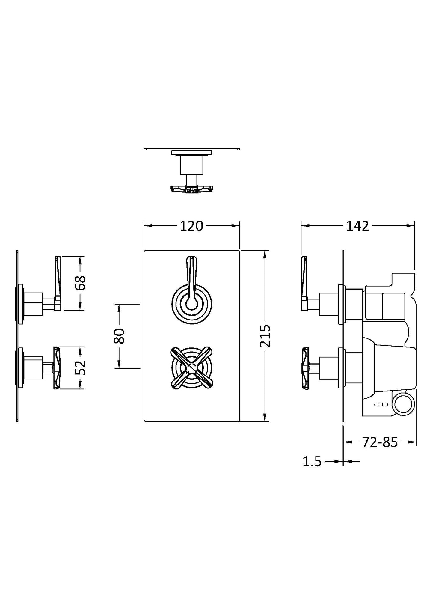 Nuie Aztec Twin Thermostatic Shower Valve