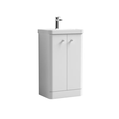 Nuie Core Cloakroom Floorstanding 2-Door Cabinet with Ceramic Basin