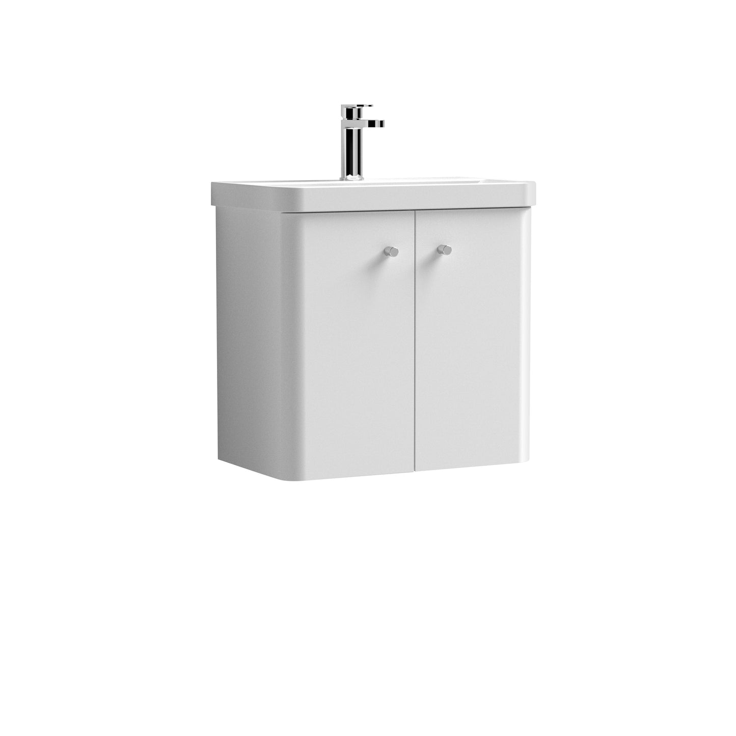 Nuie Core Cloakroom Wall Hung 2-Door Cabinet with Ceramic Basin