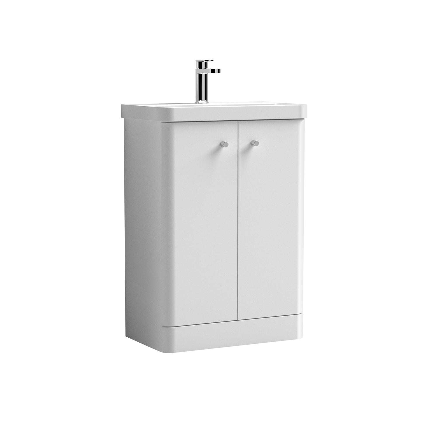 Nuie Core Cloakroom Floorstanding 2-Door Cabinet with Ceramic Basin