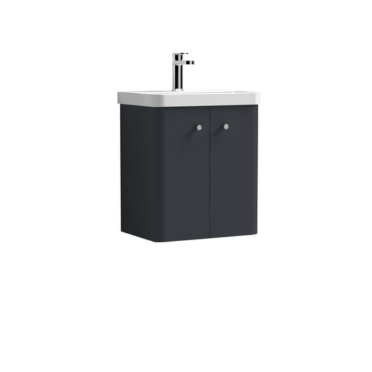 Nuie Core Cloakroom Wall Hung 2-Door Cabinet with Ceramic Basin