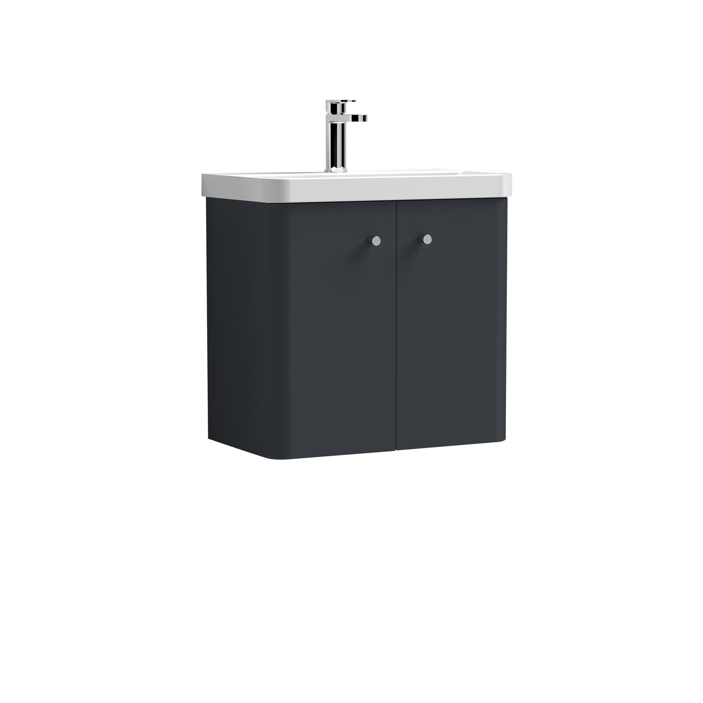 Nuie Core Cloakroom Wall Hung 2-Door Cabinet with Ceramic Basin