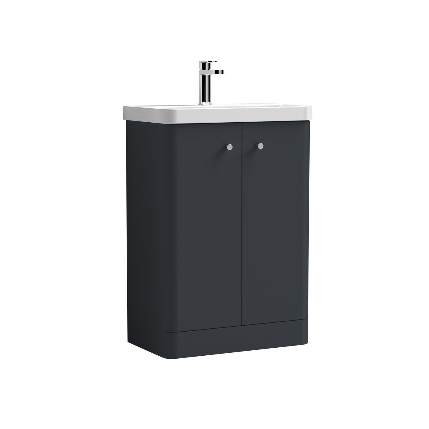 Nuie Core Cloakroom Floorstanding 2-Door Cabinet with Ceramic Basin