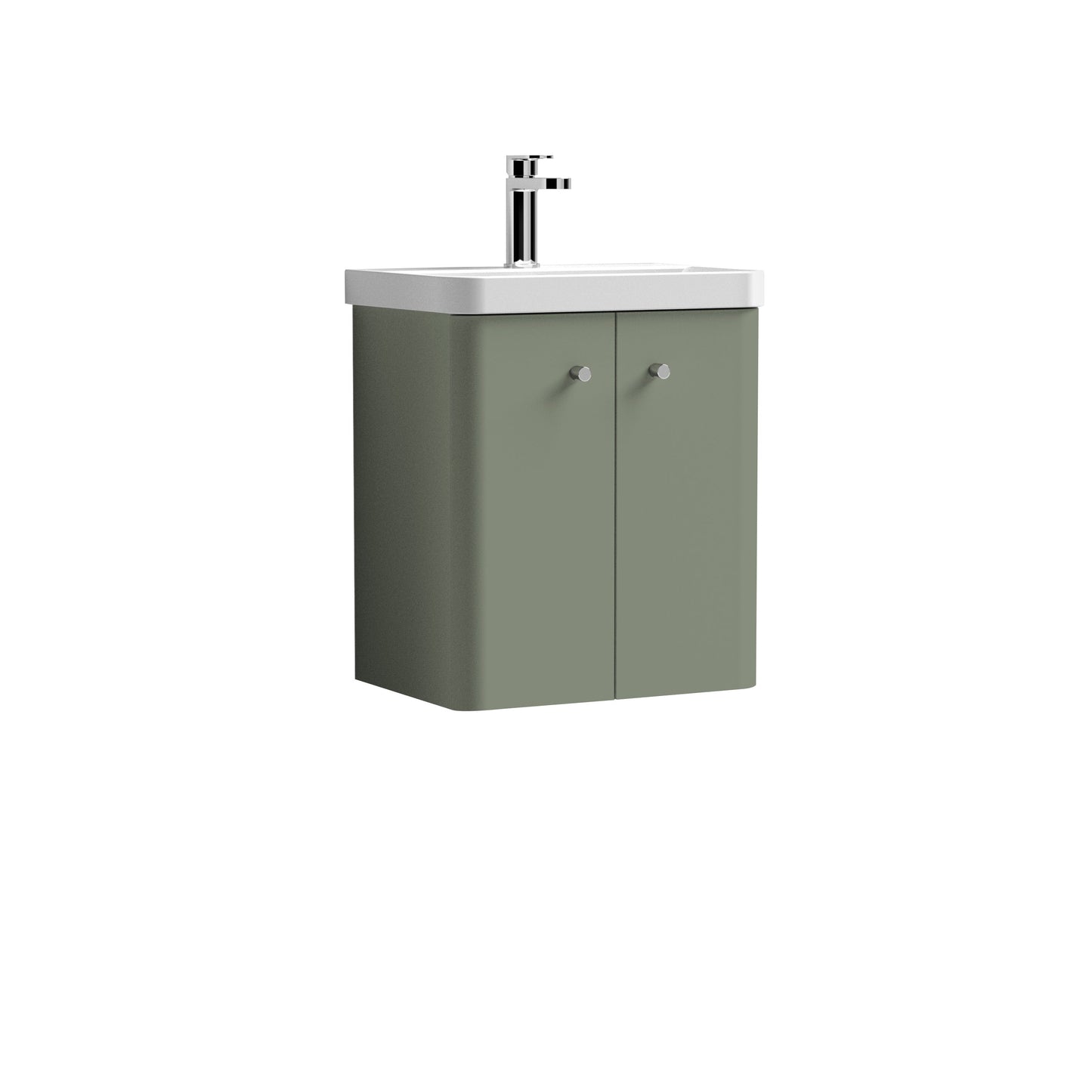 Nuie Core Cloakroom Wall Hung 2-Door Cabinet with Ceramic Basin