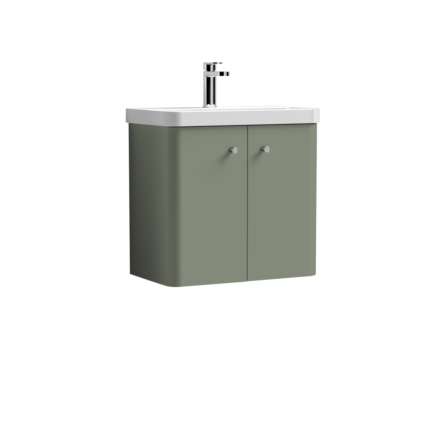 Nuie Core Cloakroom Wall Hung 2-Door Cabinet with Ceramic Basin