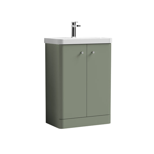 Nuie Core Cloakroom Floorstanding 2-Door Cabinet with Ceramic Basin