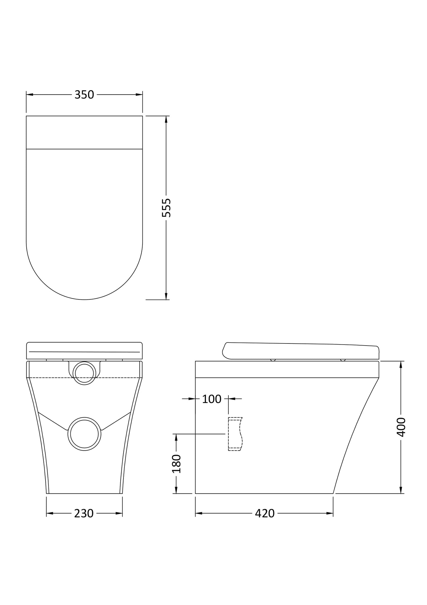 Hudson Reed Luna Back to Wall Pan & Soft Close Seat