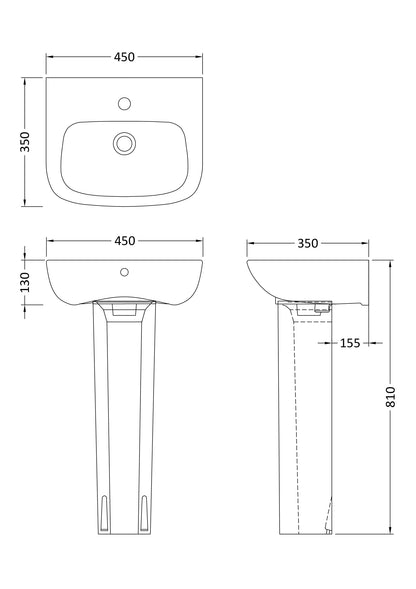 Nuie Ambrose 1TH Basin & Pedestal