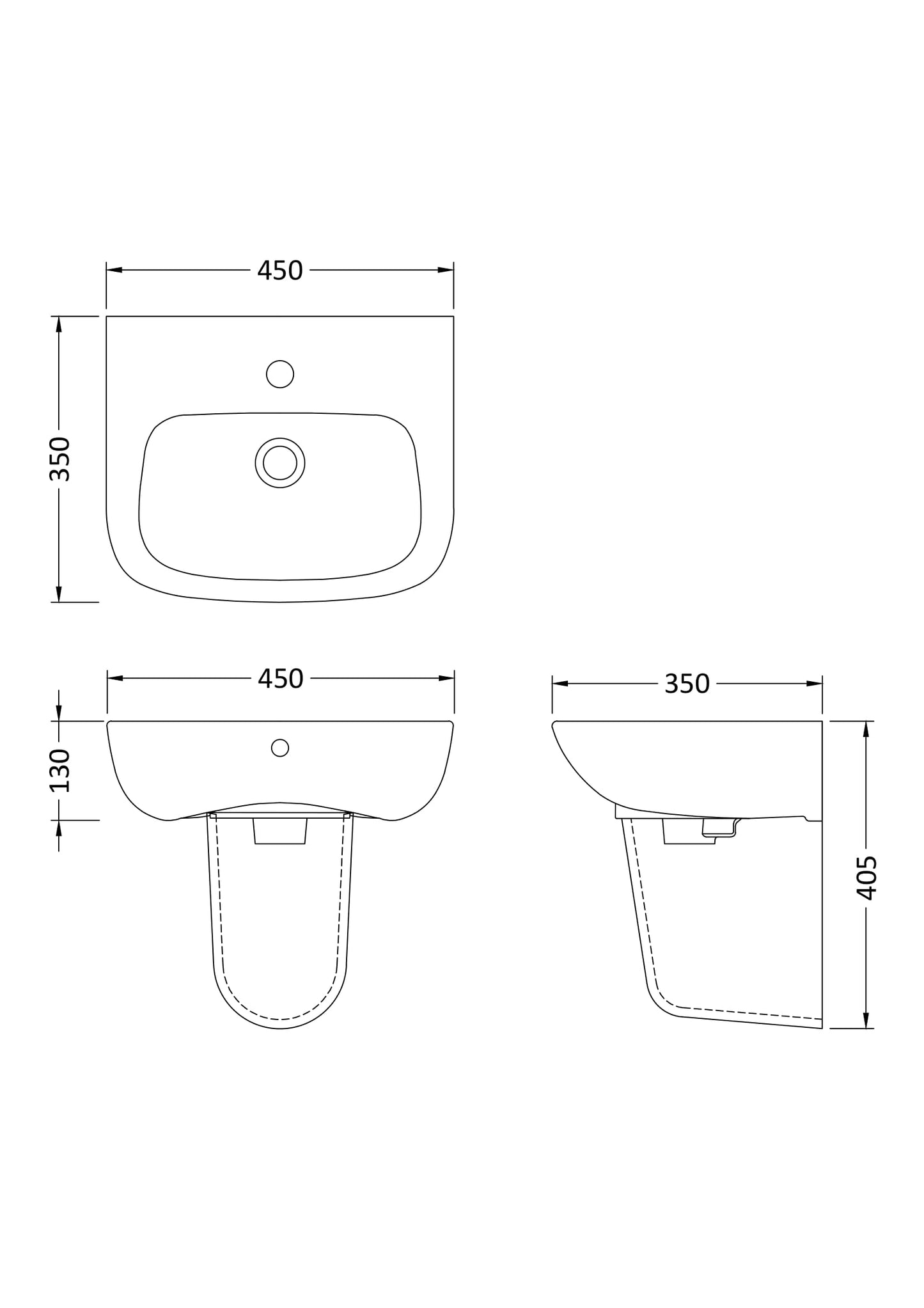 Nuie Ambrose 1TH Basin & Semi Pedestal