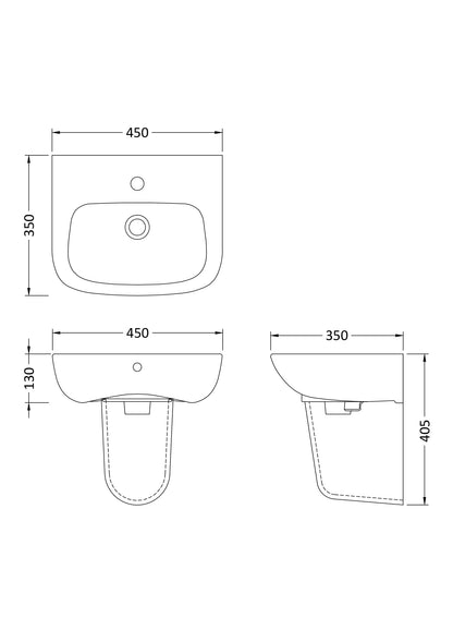 Nuie Ambrose 1TH Basin & Semi Pedestal